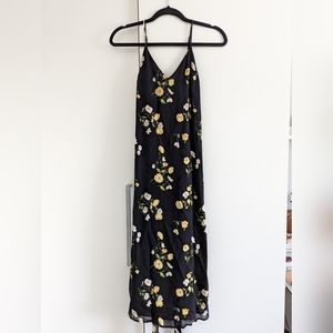 Reformation black floral midi dress, size 2